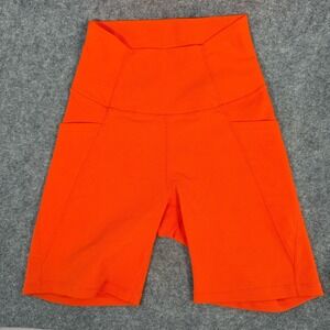 Wilo the Label Ribbed Bike Shorts Womens Small Bright Orange Tight Fit Athletic